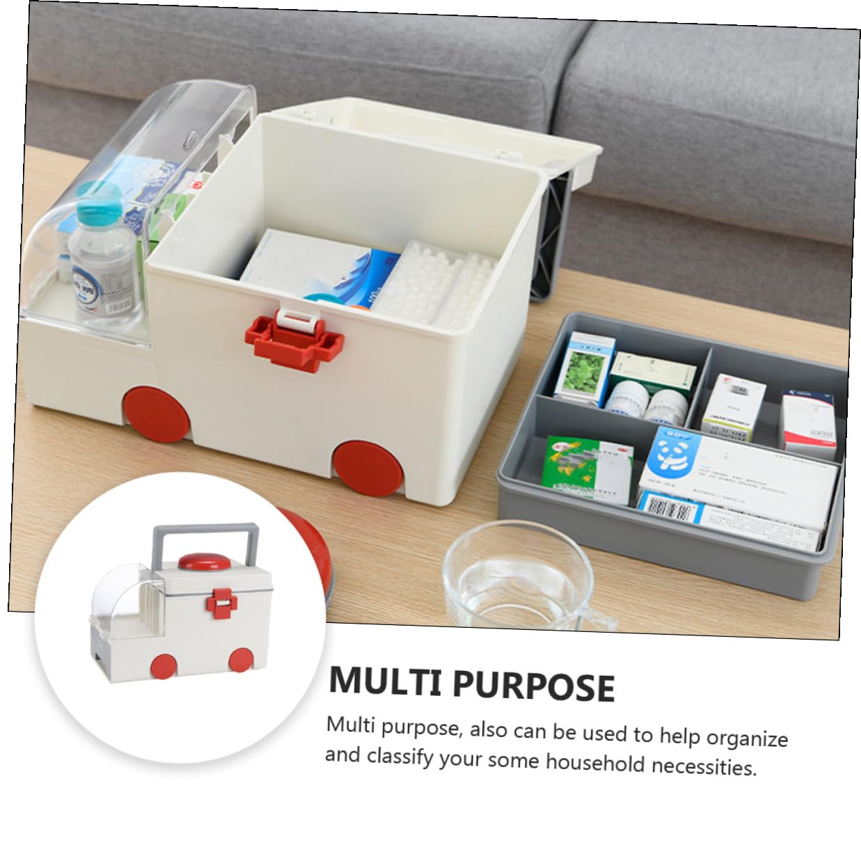 TOYANDONA Caja de Almacenamiento para Medicamentos Caja Primeros Auxilios Capacidad Grande PP As Asa Ergonómica Portátil Uso Viajes Exteriores