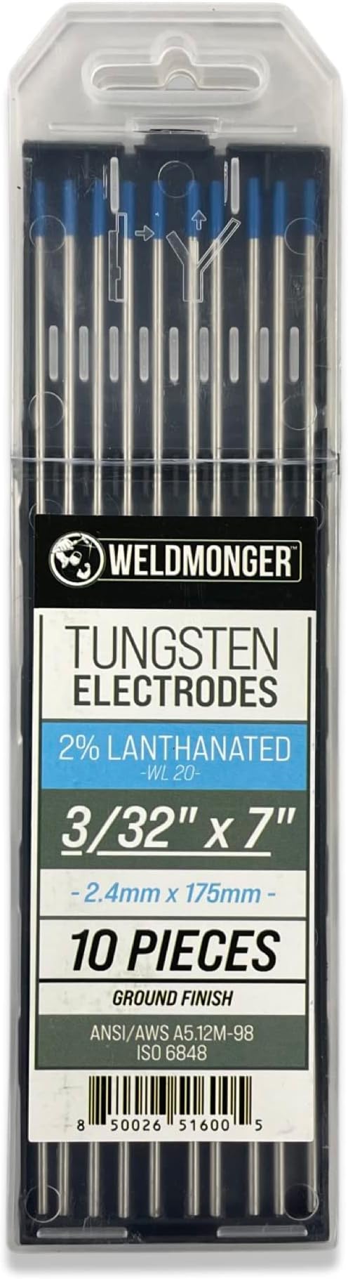 Weldmonger 2% Lanthanated Tungsten 3/32" 10-Pack