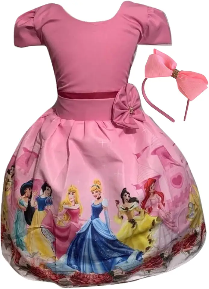 Vestido Temático Princesas Festa Comemorações Aniversário