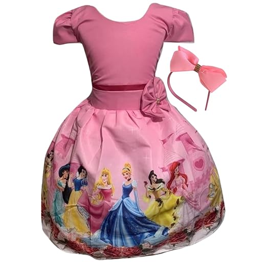 Vestido Temático Princesas Festa Comemorações Aniversário (BR, Alfa, G, Regular, Rosa)