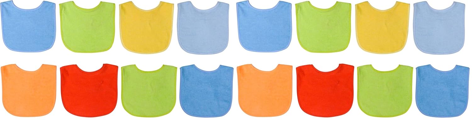Neat Solutions 8 Count Multi-Color Solid Knit Terry Feeder Bib, Boy (Pack of 2)