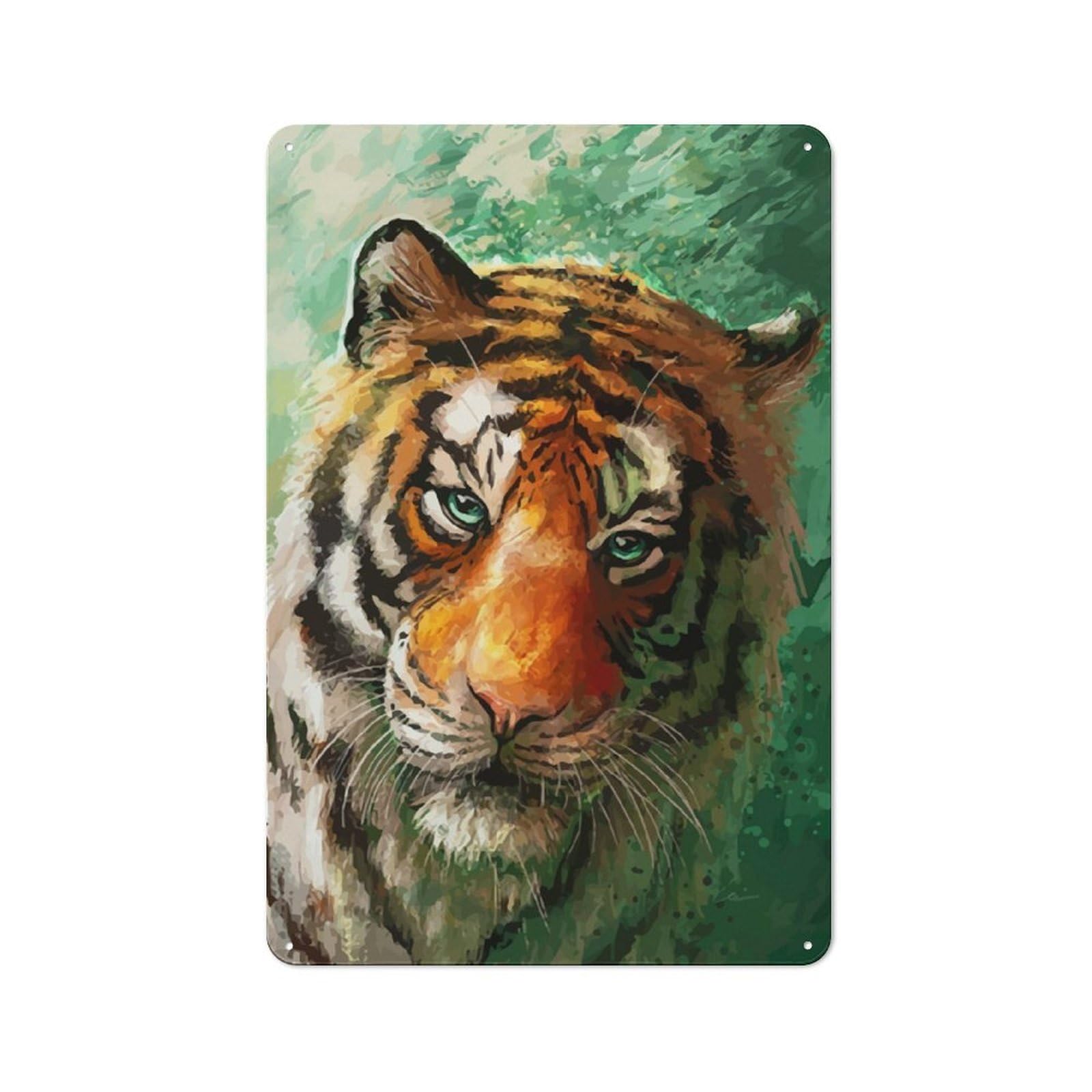 Junmoney Tiger Rustic Metal Plaque 30X20cm For Dining Room Or Kitchen, A Housewarming Gift For Dining Room Decor Fans