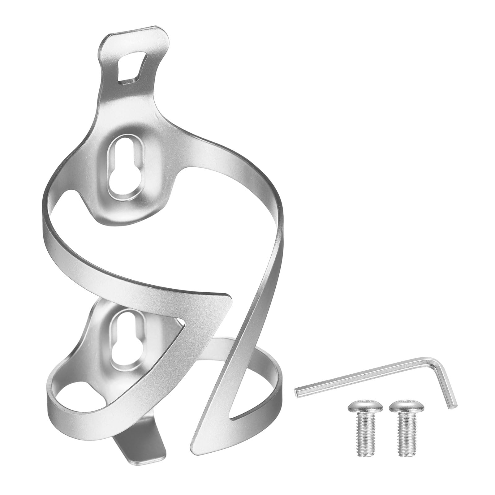 sourcing map Bike Water Bottle Holder Lightweight Alloy Bicycle Bottle Cages Cycling Cup Holder with Screws for MTB Mountain Road Gravel, Silver