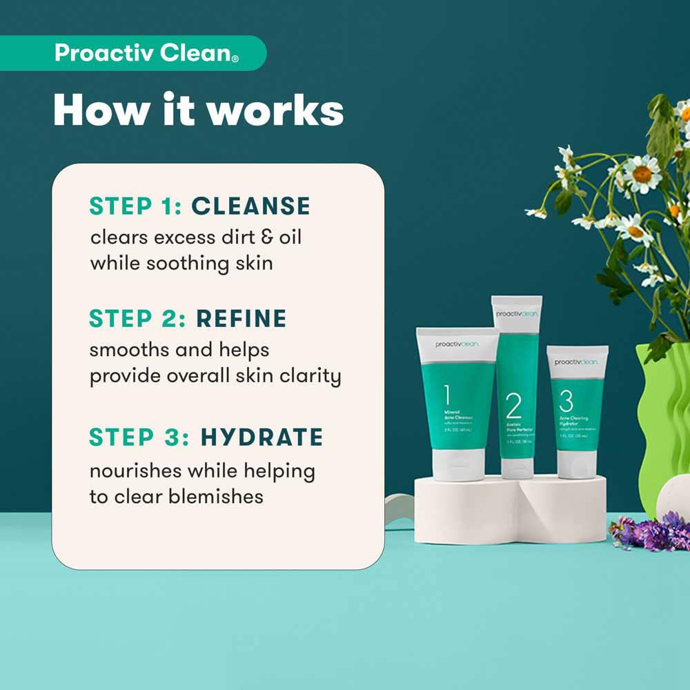 Proactiv Clean 3 Step Acne Routine w/ Pimple Patches- Sulfur Acne Treatment Cleanser, Azelaic Acid Serum, and Facial Moisturizer for Sensitive, Acne-Prone Skin- 30 Day Acne Kit with Pimple Patches - Image 4