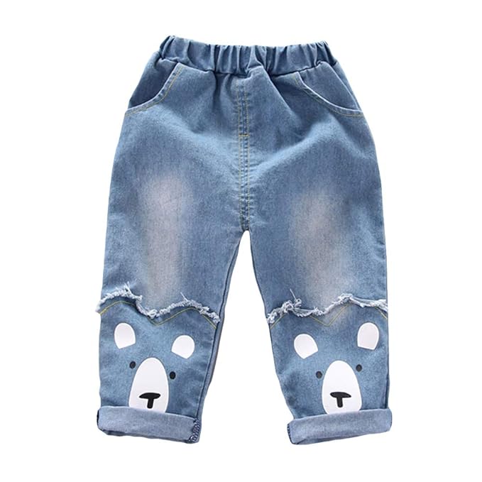 Hopscotch Boys Cotton and Spandex Animal Printed Jeans in Aqua Color