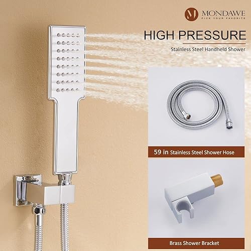 Miniatura 5 de Sistema de ducha de lluvia de 22 pulgadas con pantalla digital de temperatura LED, sistema de ducha montado en la pared con chorros corporales,