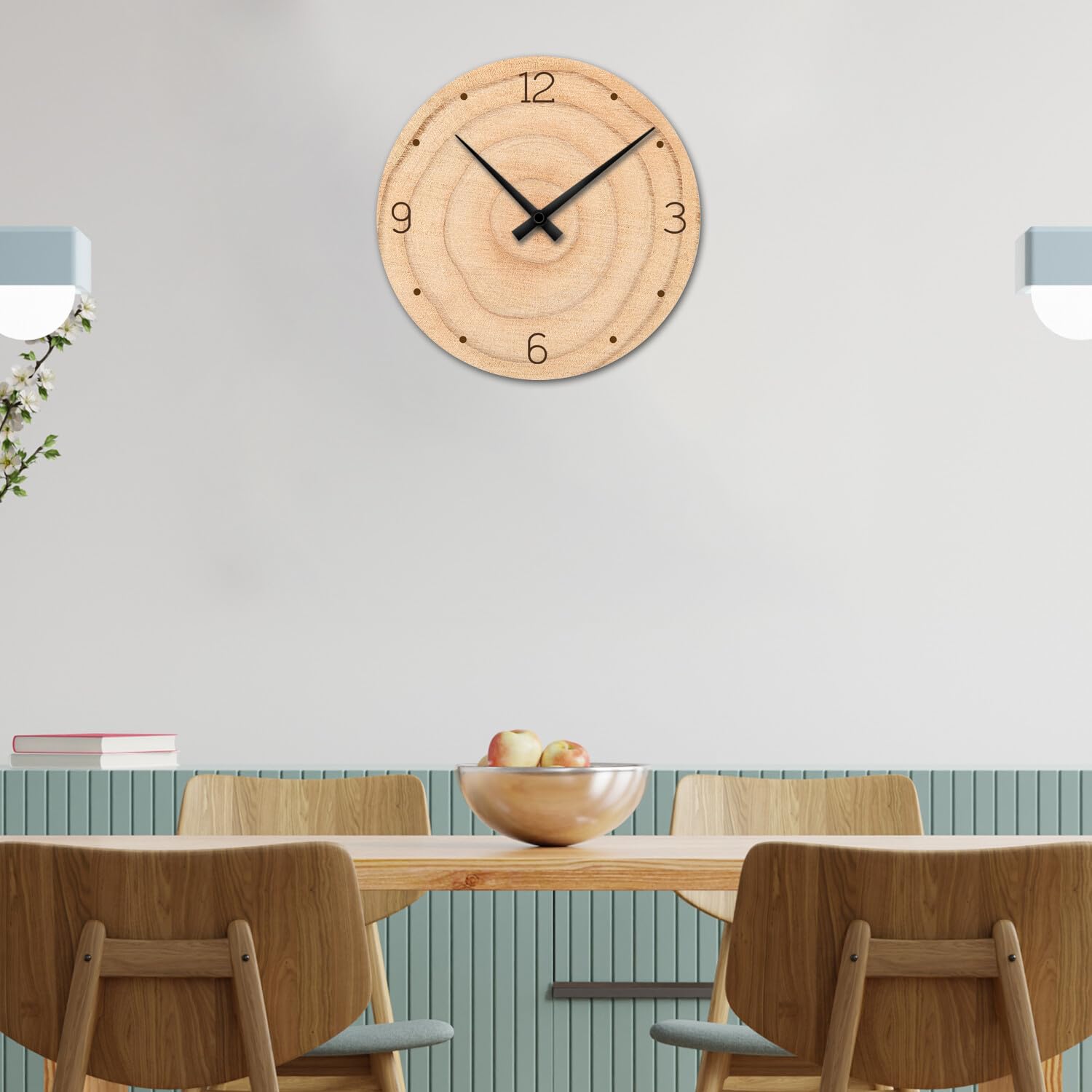 Giallobus - Reloj de línea Basic - Ring wood - Madera de MDF - Basic 30x30 - Mecanismo silencioso - Listo para colgar - Modernos