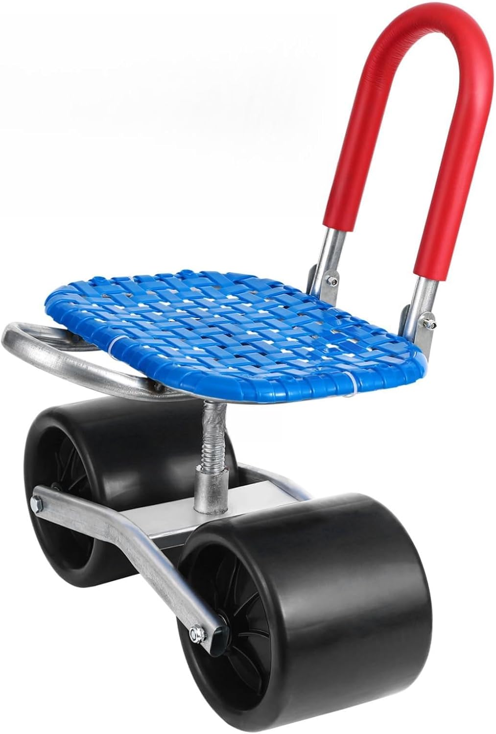 Garden Work Seat with Wheels Pp Steel 360° Rotating Comfortable Height Easy to Store