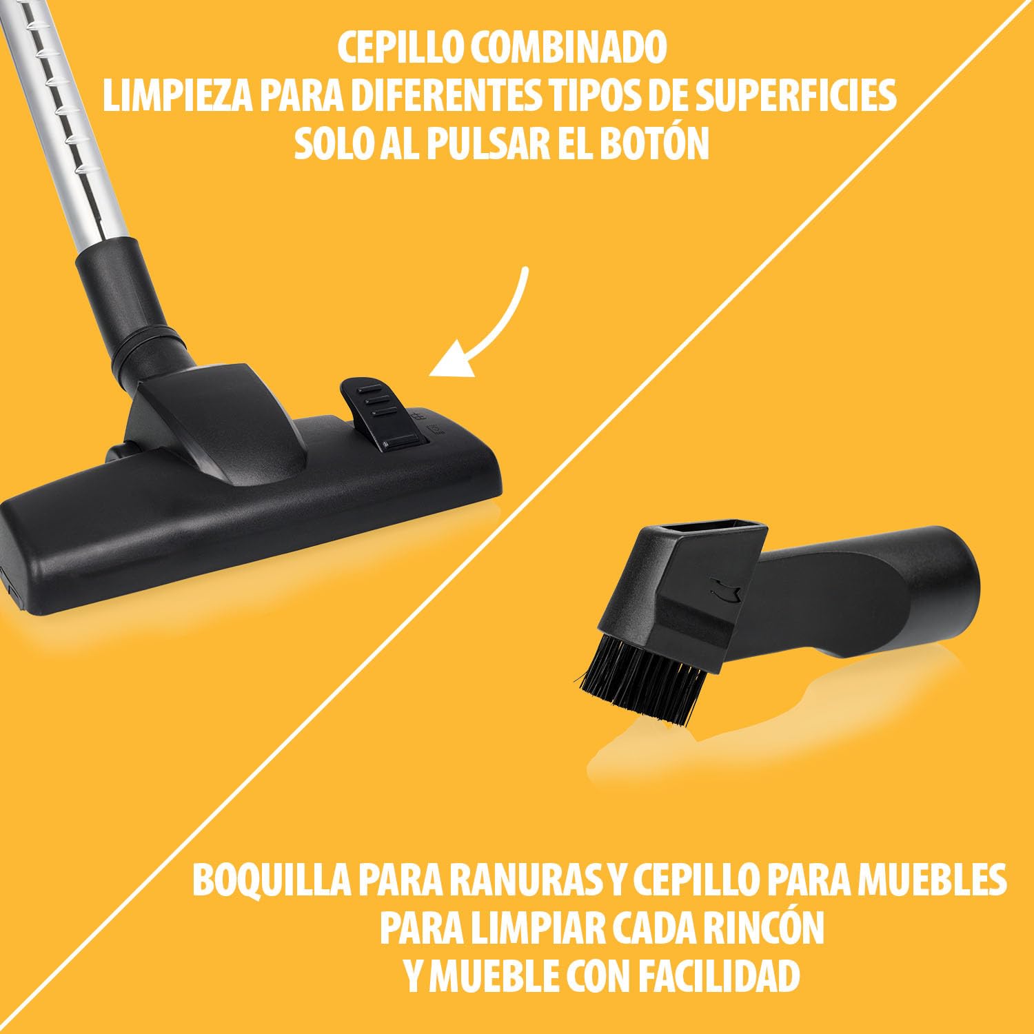 Tristar Aspiradora con Bolsa, 1,5 L, 800 W, Enrollador Automático de Cable, Tubo Telescópico, Cepillo Multiuso, SZ-2320