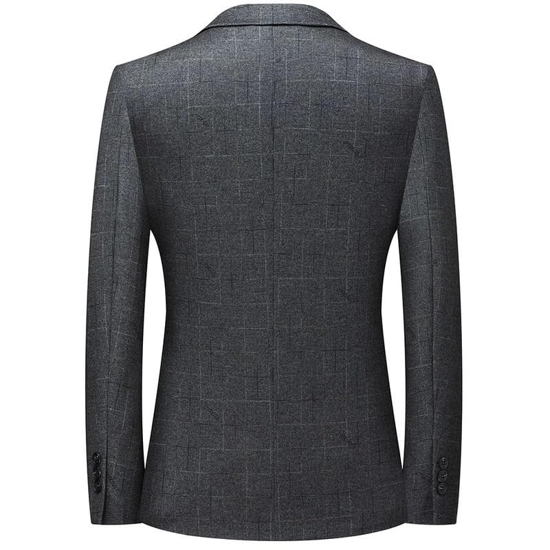 Men's Korean Style Plaid Slim Fit Autumn Wedding Business Casual Suit Jacket for Middle Aged Men2