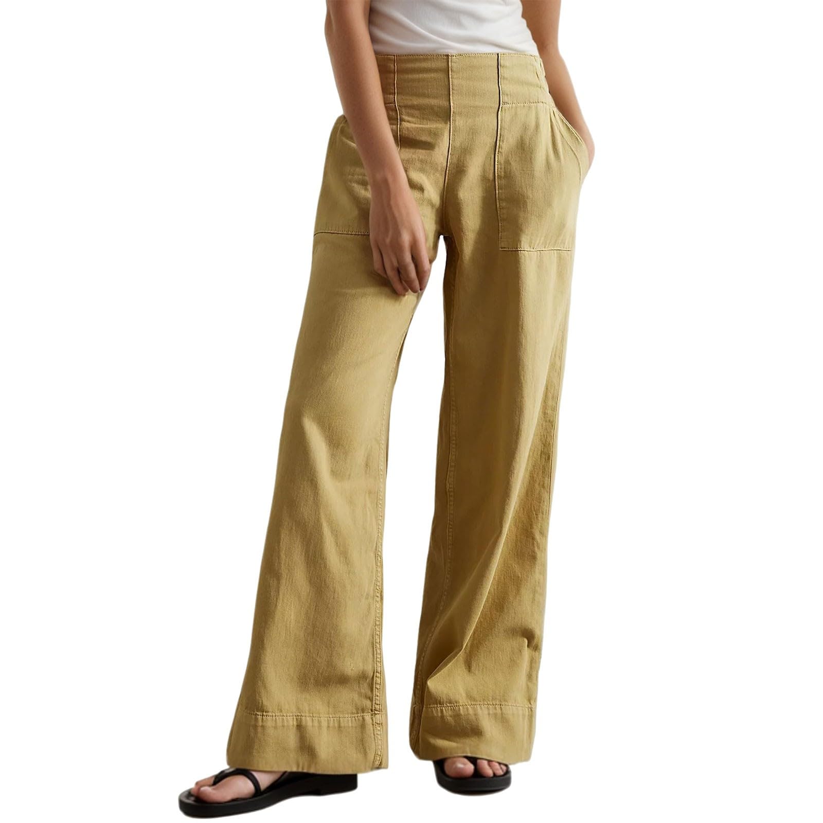 Pantalones vaqueros para mujer, cintura alta, pierna ancha, pantalones