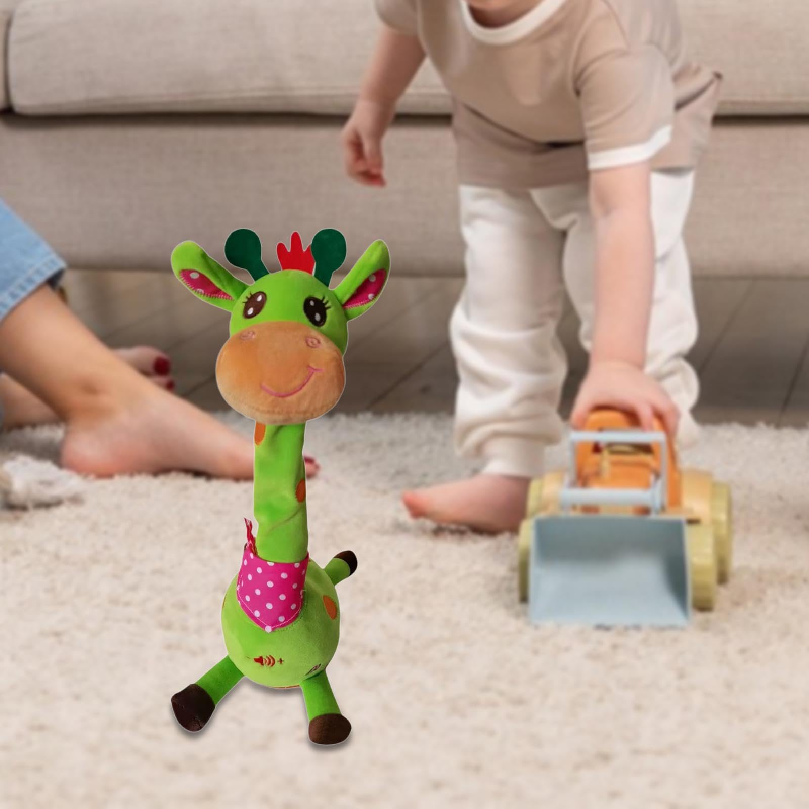 Peluche a Forma di Giraffa con Canzoni Interattive, Volume Regolabile E Registrazione Vocale - Adatto Ai Neonati - Regalo Educativo, Verde