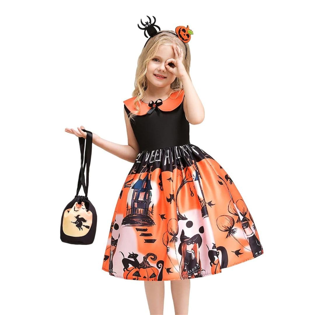 Wanna Party Polyester Halloween Pumpkin Witch Costume For Halloween Costume For Girls Age 3 To 5 Years, Size - S, Multicolor (B0CHMJ154V) Amazon Price History, Amazon Price Tracker