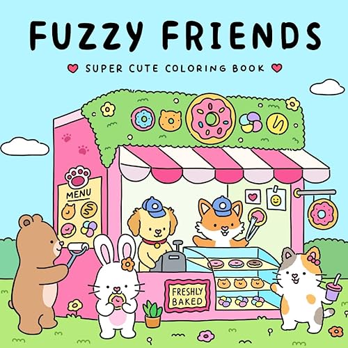 Fuzzy Friends: Super Cute Coloring Book for Adults and Teens Featuring Adorable Animals Characters (Fuzzy Friends Coloring) - Paperback