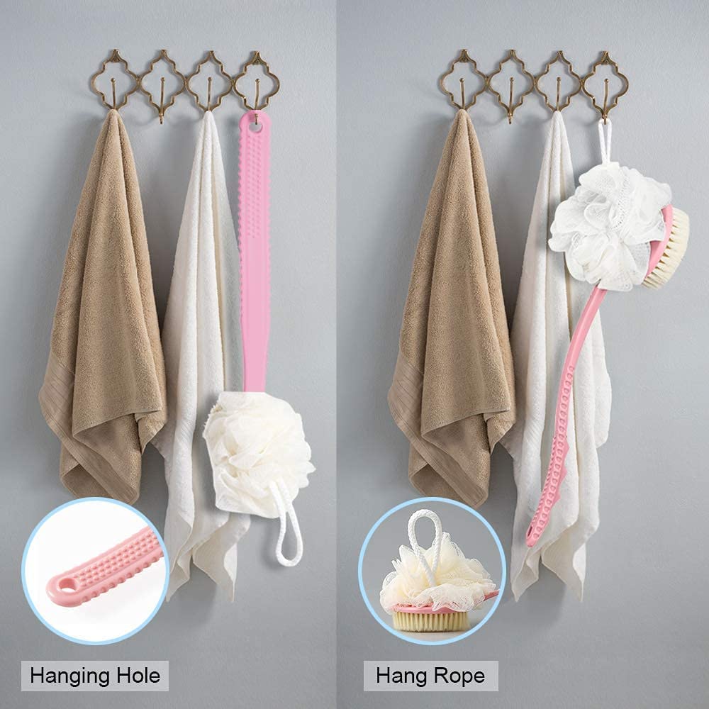 Falshruti Bath Brush with 2-in-1 Bristles and Loofah, Shower Brush Back Scrubber, Shower Body Brush with Curved Long Handle, for Wet or Dry, Men and Women Body Bath Shower Back Brush Long Handle with Super Soft with Bristles and Loofah 3