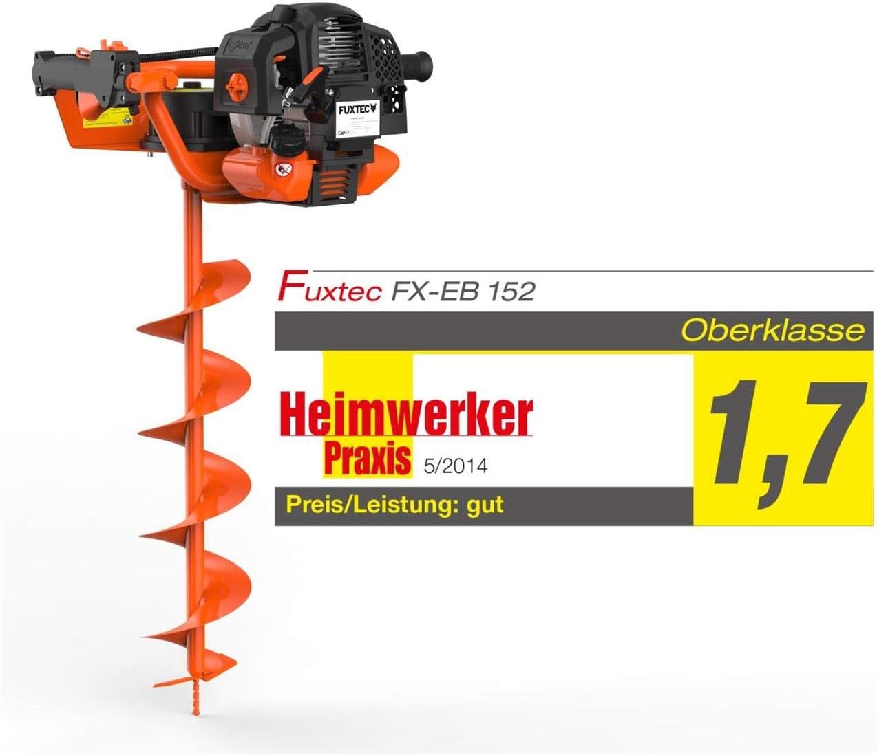 Tarière thermique FUXTEC FX-EB152 avec 3 mèches 80cm de longueur, diamètre 100, 150 et 200 mm, easy starter, cadre tubulaire en acier, horticulture, sylviculture, poteau, fondation, plantation — vue 3