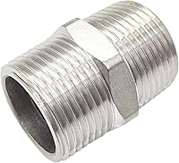 Vista 4 de JoyTube Boquilla hexagonal NPT macho de 1 pulgada a macho de 1 pulgada, accesorios de tubería roscados de acero inoxidable 304 (paquete de 2)