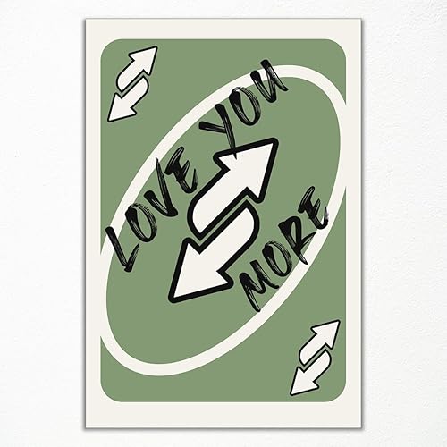 abrtolpffo Lienzo de moda verde salvia, póster estético con cita de Love You More, impresión artística de cartas retro, decoración de pared de