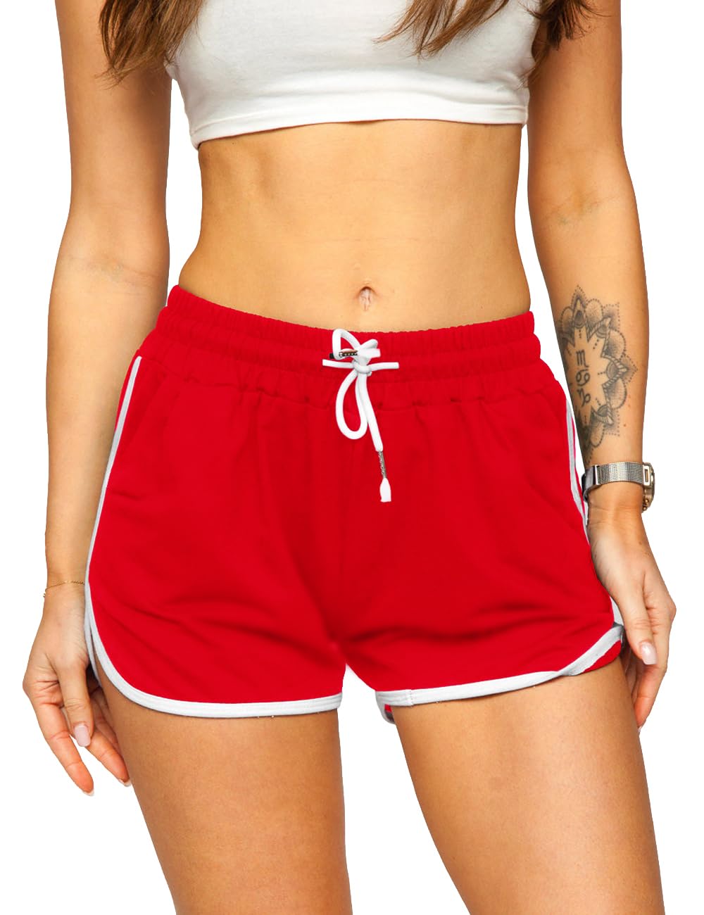 Hanyomo Donna Atletico Yoga Fitness Pantaloncini in Cotone Terry Palestra Running Bodybuilding Shorts di Spessore Medio