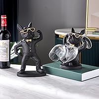 Vista 6 de French Bulldog Dog Wine Glass Rack,Puppy Statue Wine Glass Rack,Polyresin Wine Bottle Holder Creative Tabletop WineRacks Holder Display Stand for