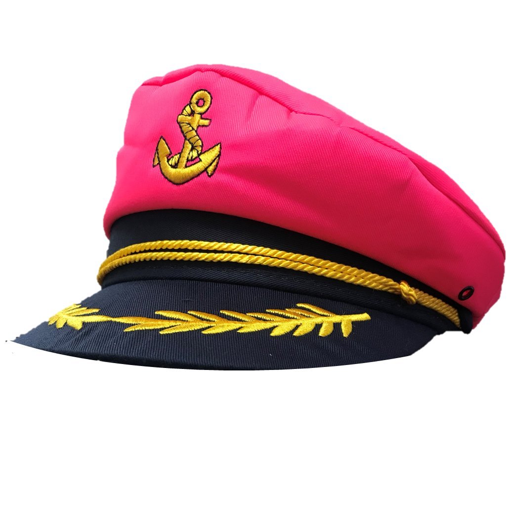 Neon Pink Sailor Captain Hat Fancy Dress Hen Night Stag Do Costume High  Seas Navy