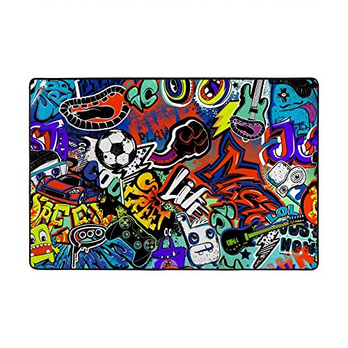 Grand tapis de sol antidérapant grunge pour salon 6x4 cm - 2
