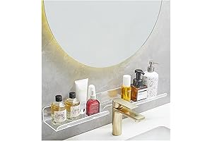 ROYALITA 17 Inch Acrylic Bathroom Shelf Organizer Over The Faucet Countertop Kitchen Above Sink Drain