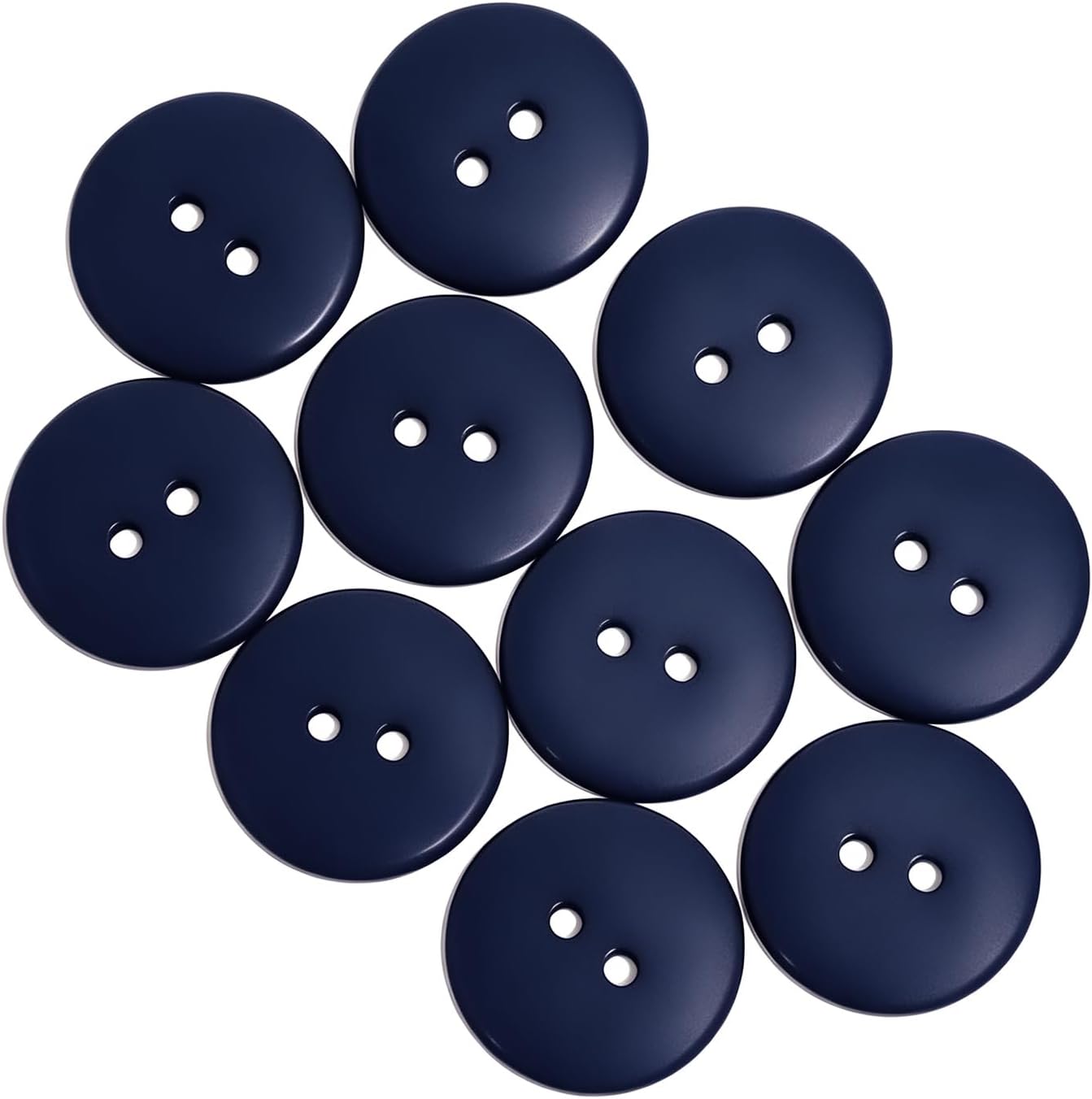 GLRXMX 10pcs Navy Blue Sewing Buttons, 3/8 Inch 10mm 16L Resin 2-Hole Flat Buttons for Clothing Replacement, Shirts, Coats, Garments, DIY Crafts