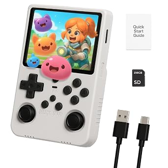 uMadeUs R40s Pro Handheld Gaming Console 30,000+ Classic Video Game Collection New Retro Arcade System With 256gb Sd Card - 3.5" Screen - Mini Portable Player PSP, DS, GBA, PS1, MAME White