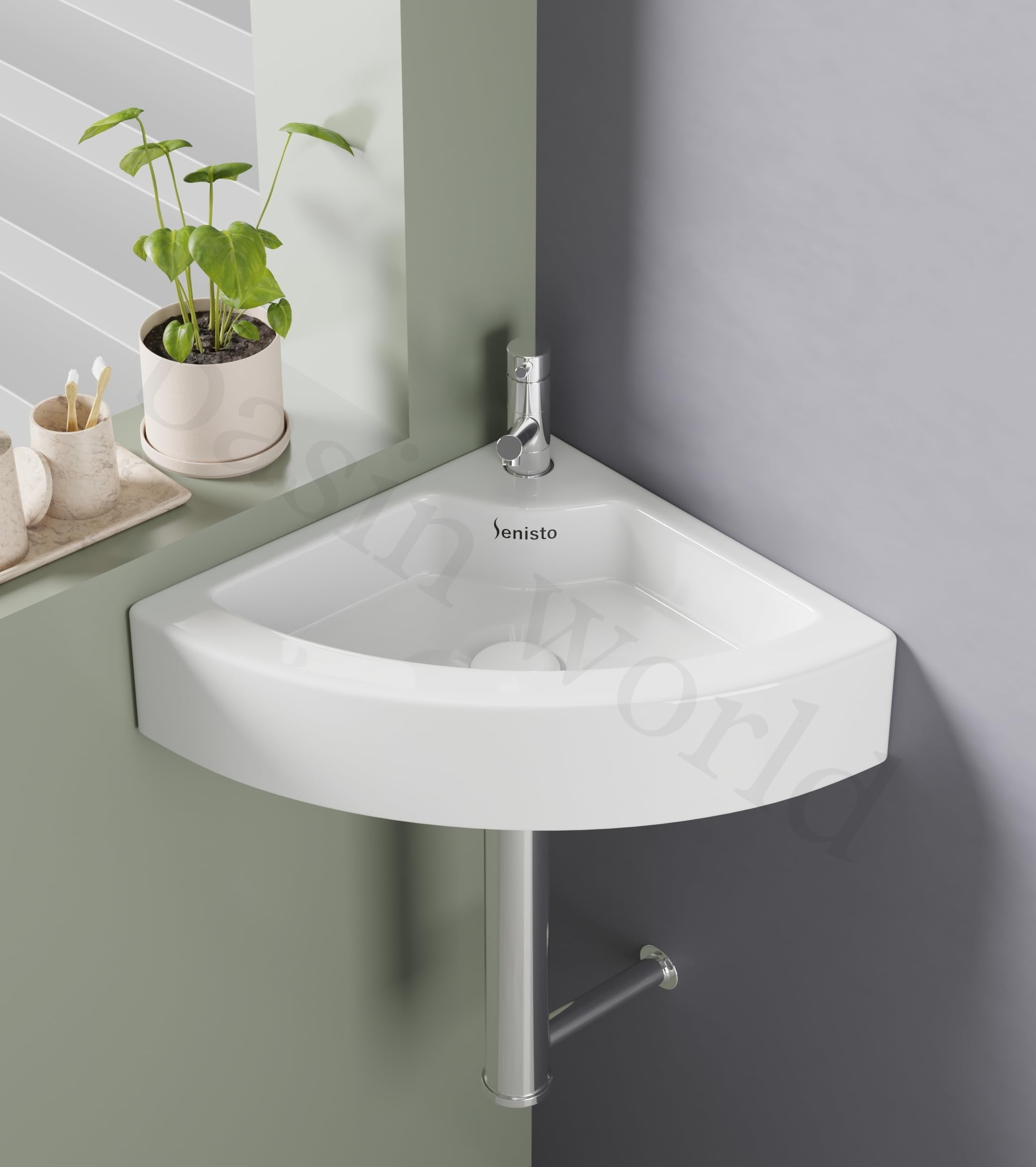 SENISTO Latest Ceramic Wash Basin Countertop Tabletop Bathroom Sink Wash Basin (23 x 17 x 5 INCH) SONA White