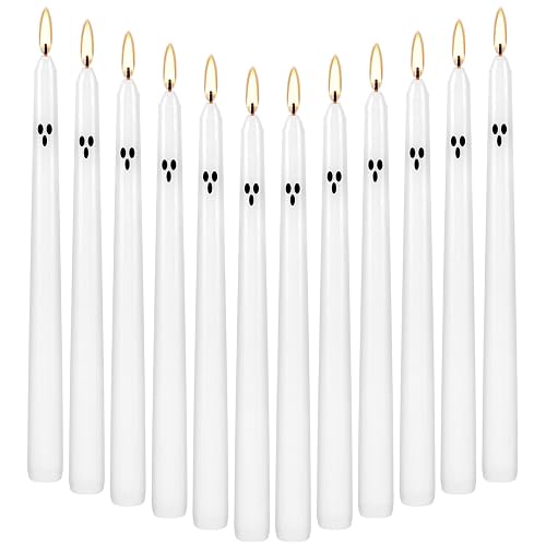 12 Pack Halloween Taper Candles - 10 Inch White Ghost