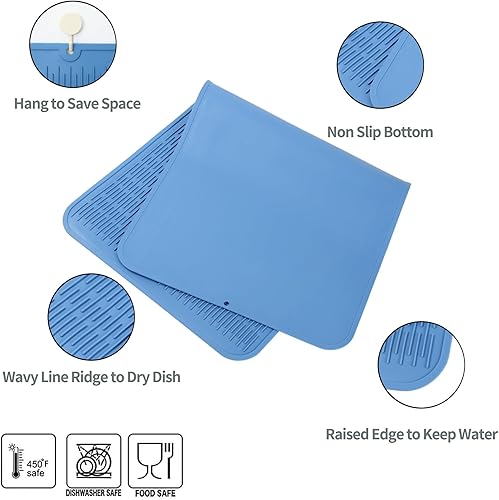 Miniatura 28 de Tapete de silicona para secado de platos para múltiples usos, fácil de limpiar, ecológico, resistente al calor, tapete de silicona para encimera