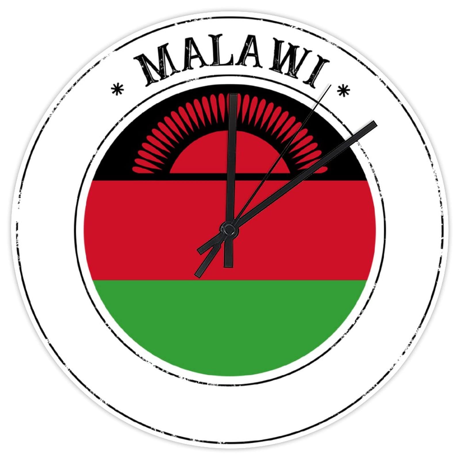Horloge murale numérique PVC 30,5cm drapeau Malawi pour maison