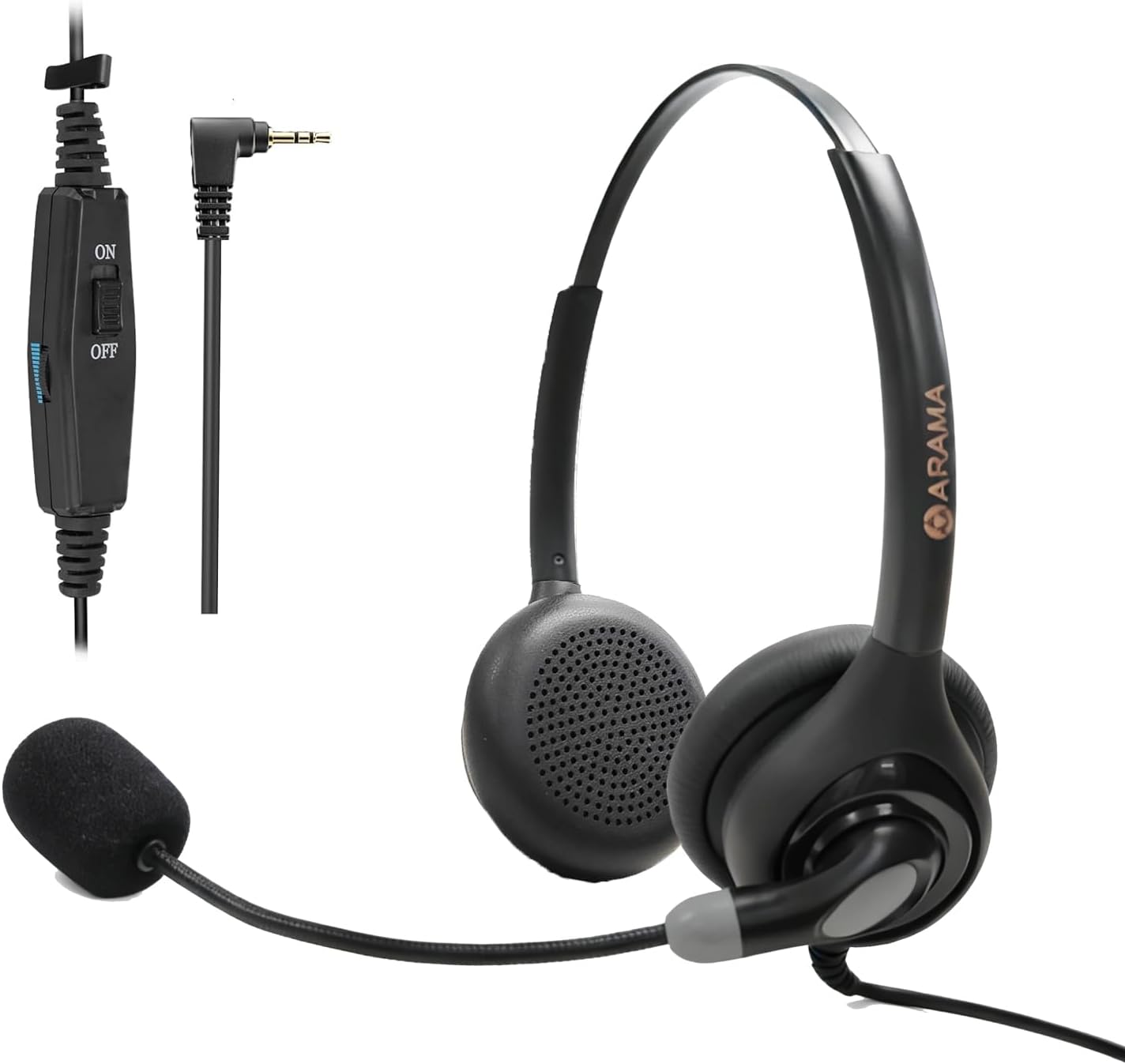 Arama Phone Headset 2.5mm with Noise Canceling Mic & Volume Control