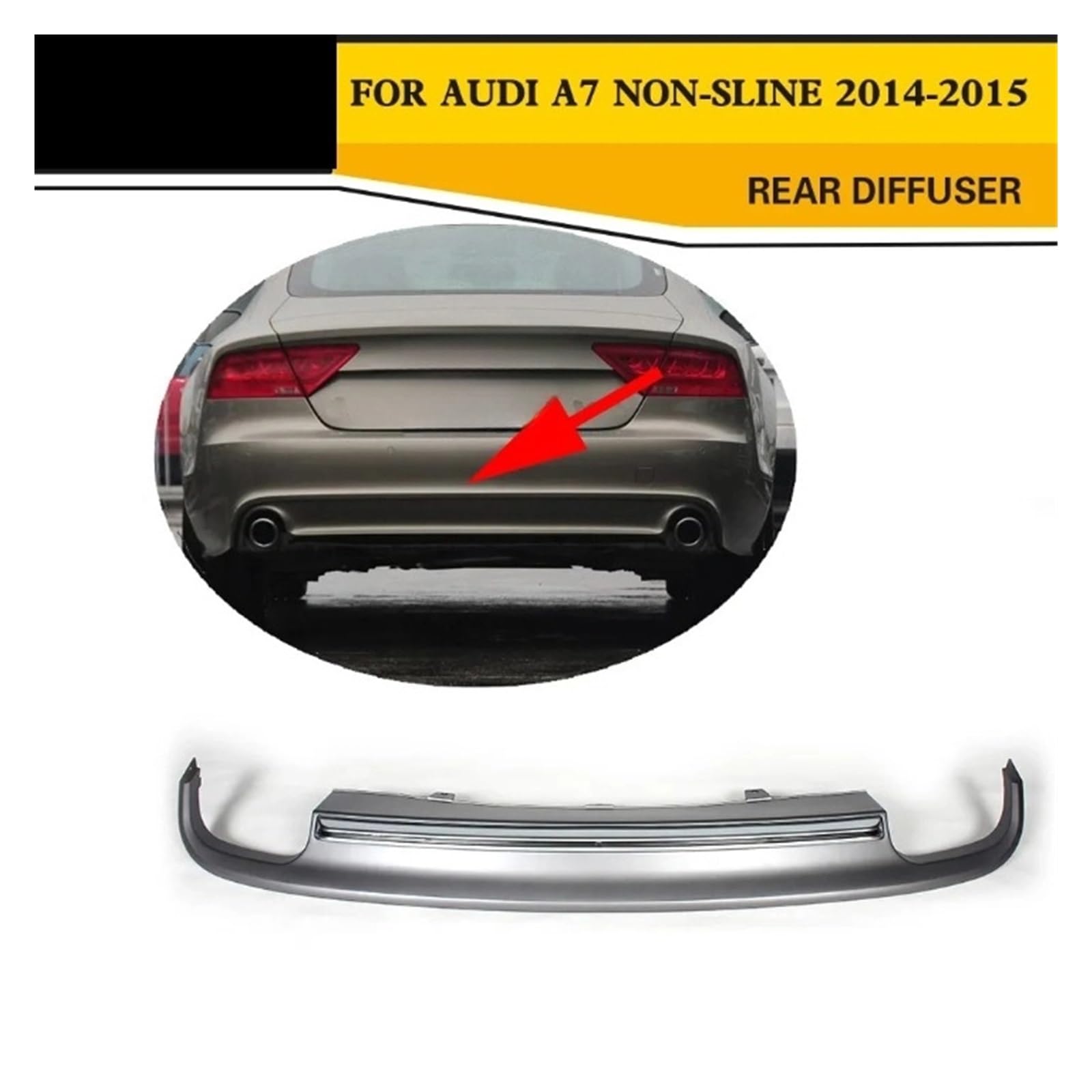 Zderzak tylny samochodu kompatybilny ze standardowym zderzakiem Audi A7 2014-2015, zderzak samochodowy z dyfuzorem, zderzak samochodowy, spoilery rozdzielające wargi