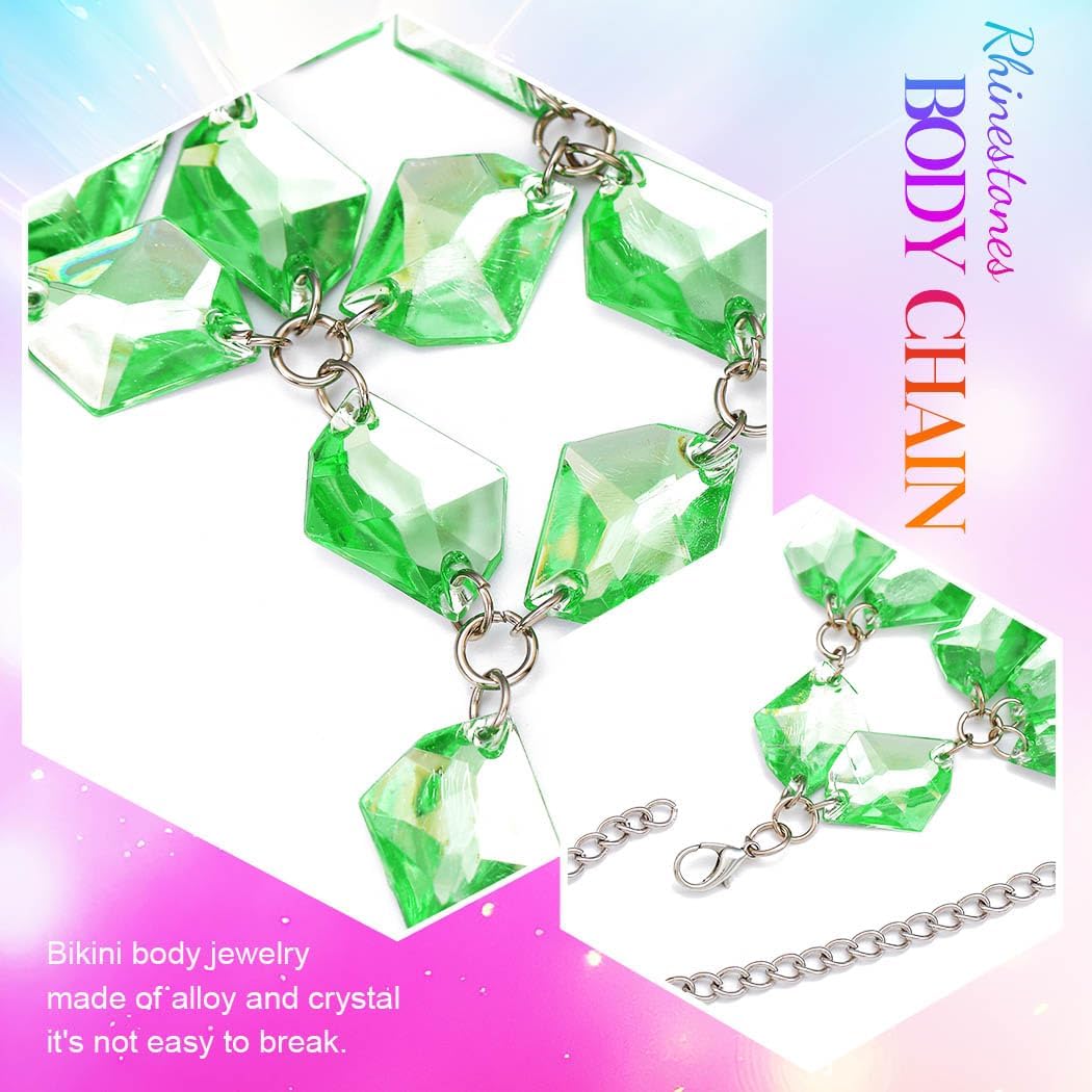 BODIY Crystal Body Chain Top Rhinestone Chain Bra Silver Halter Chain Top Sparkly Body Jewelry for Women