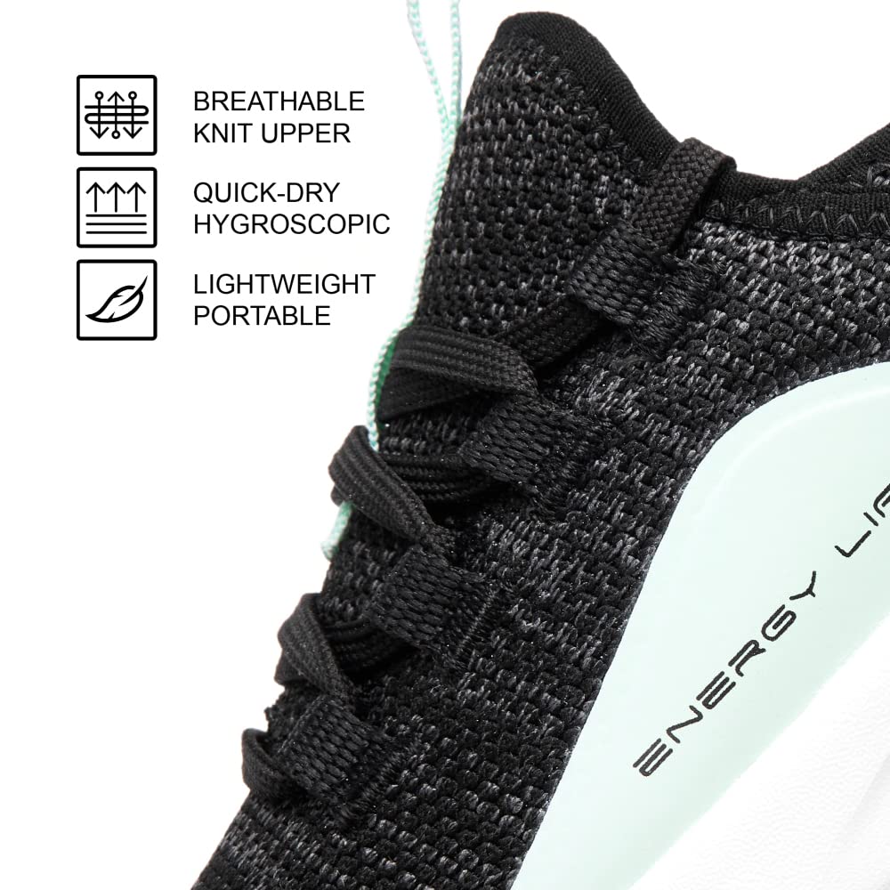 ALEADER Womens Walking Tennis Shoes Slip On Sneakers for Standing All Day Work Light Weight Black Aqua Size 7.5 US