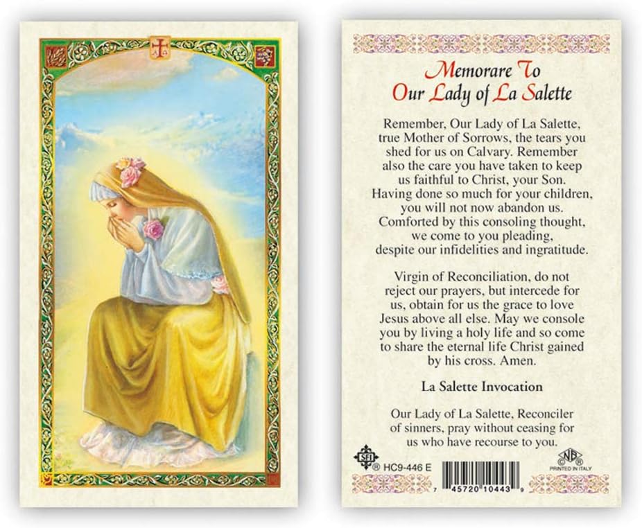 Gigi's Classy Kids Memorare To Our Lady of La Salette Laminated Prayer Cards - Pack of 25- English