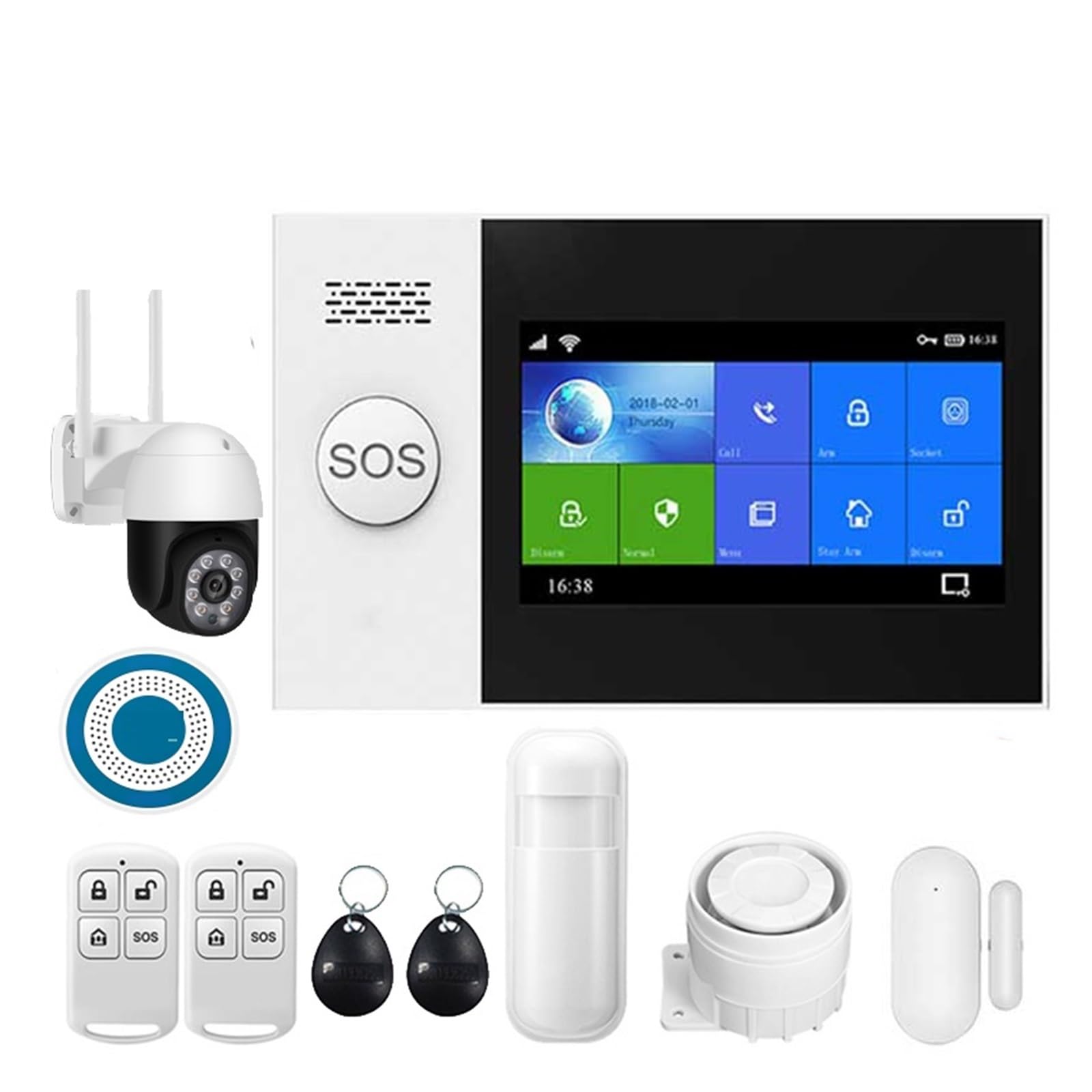 Tuya inalámbrico en casa gsm monitoreo del hogar cinturón de Seguridad Sensor Detector Movimiento Alarma antirrobo Control por aplicación Sup(Set 4)