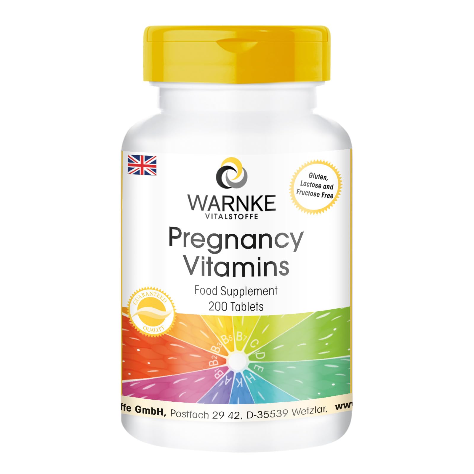 Pregnant Vitamins - 200 Tablets for 9 Months, 13 micronutrients per Tablet, Safe Dosage | Warnke Vitalstoffe - German Pharmacy Quality