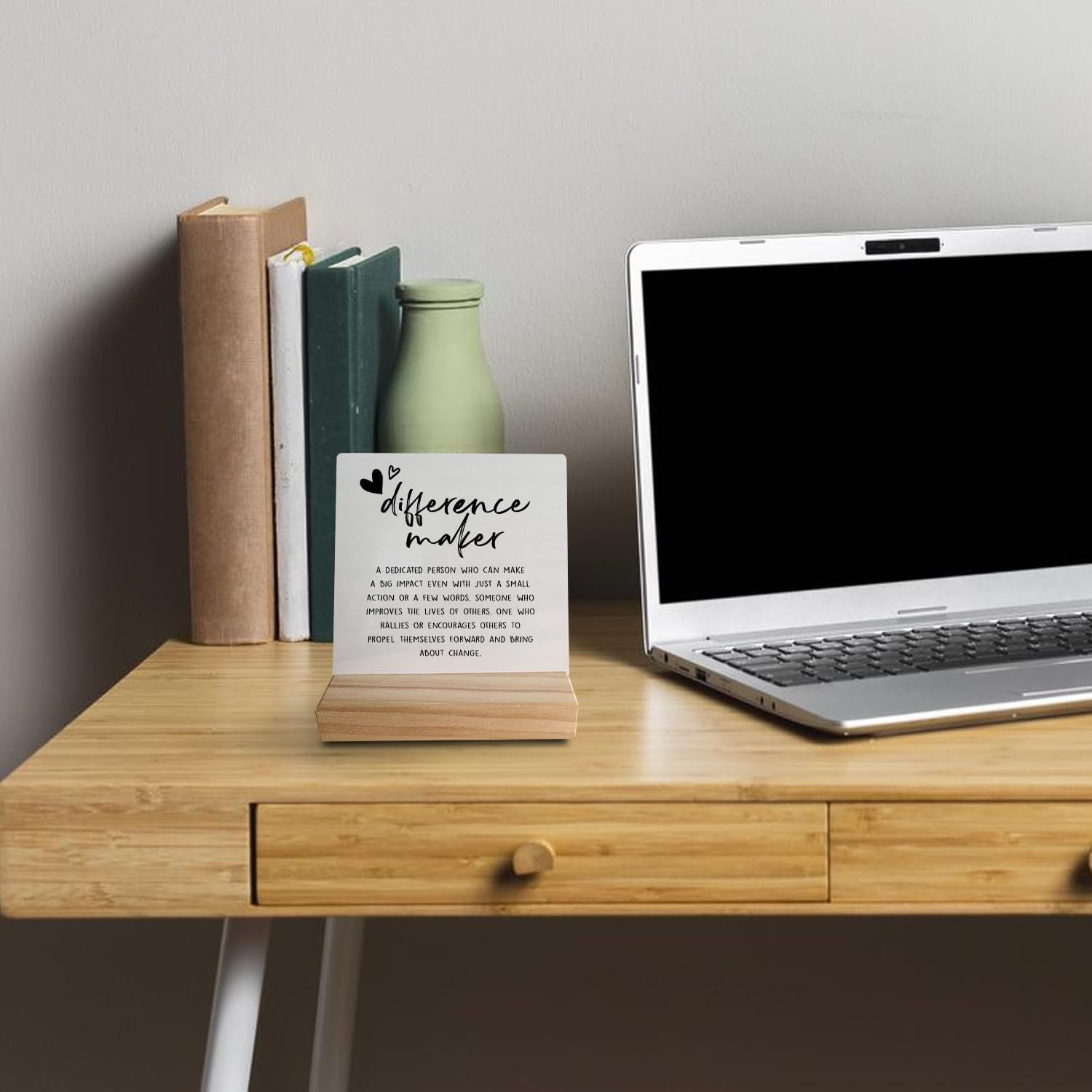 Difference Maker Desk Sign - Thank You Gifts for Teachers Coworkers Mom Nurses Mentor Coach Boss Manager Wooden Stand, Appreciation Gifts, Teacher End of Year Gift (1) image 4