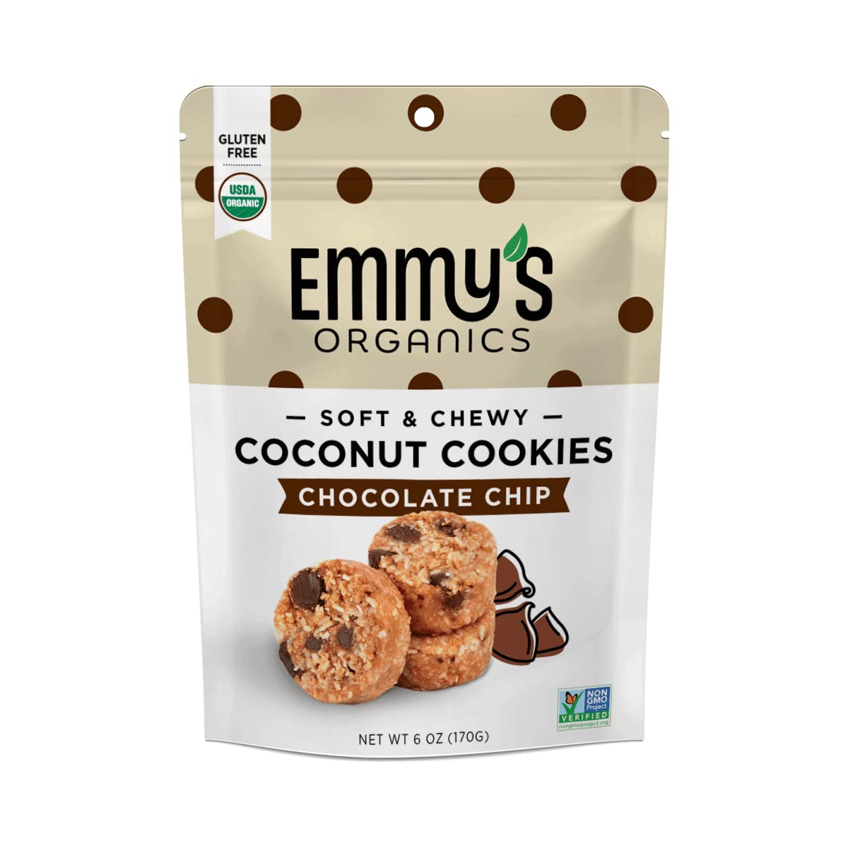 Emmy's Organics Coconut Cookies - Pack of 2 (Chocolate Chip) | Gluten-Free, Organic, Vegan, Paleo-Friendly