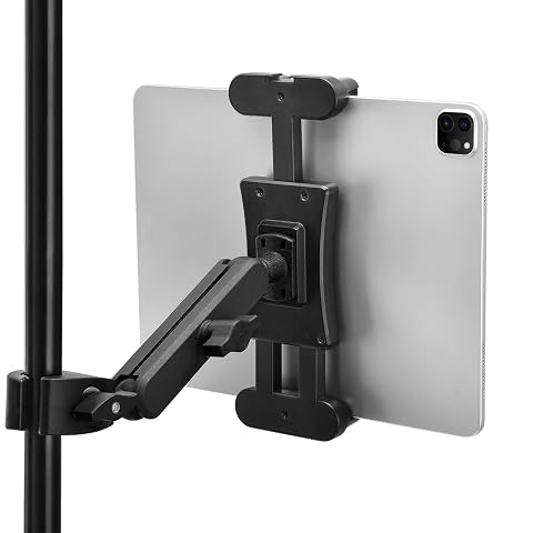Zeleramdo Tablet Holder for Microphone Stand iPad Mic Stand Phone Holder 360 Rotation Tablet Music Mount Compatible with