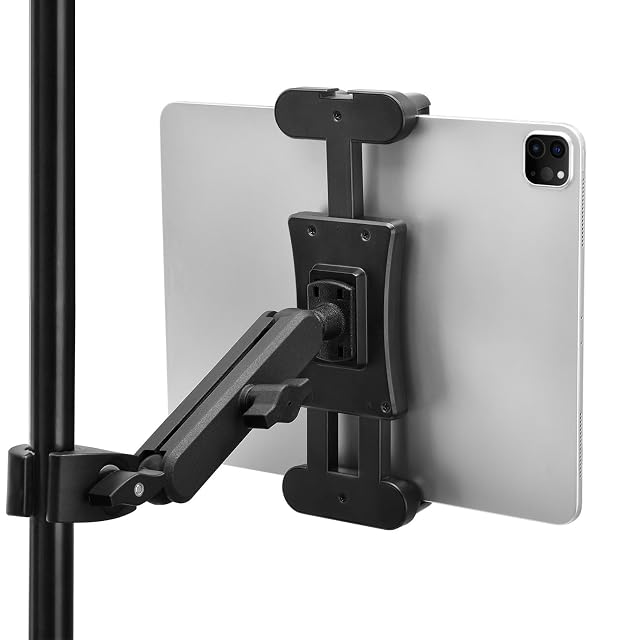 Zeleramdo Tablet Holder for Microphone Stand iPad Mic Stand Phone Holder 360 Rotation Tablet Music Mount Compatible with