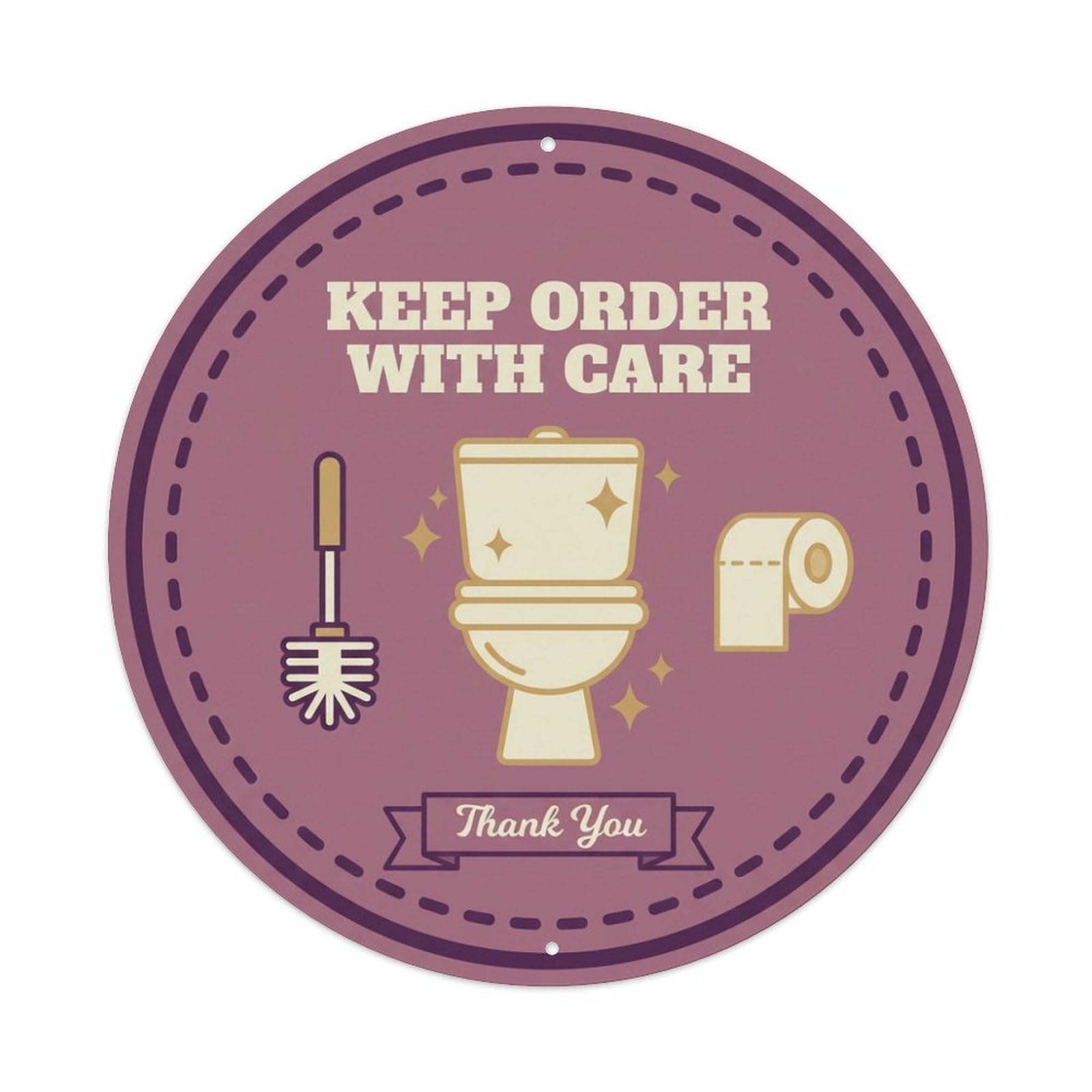 Metal Tin Sign Toilet Clean Bathroom Reminder Keep Order With Care