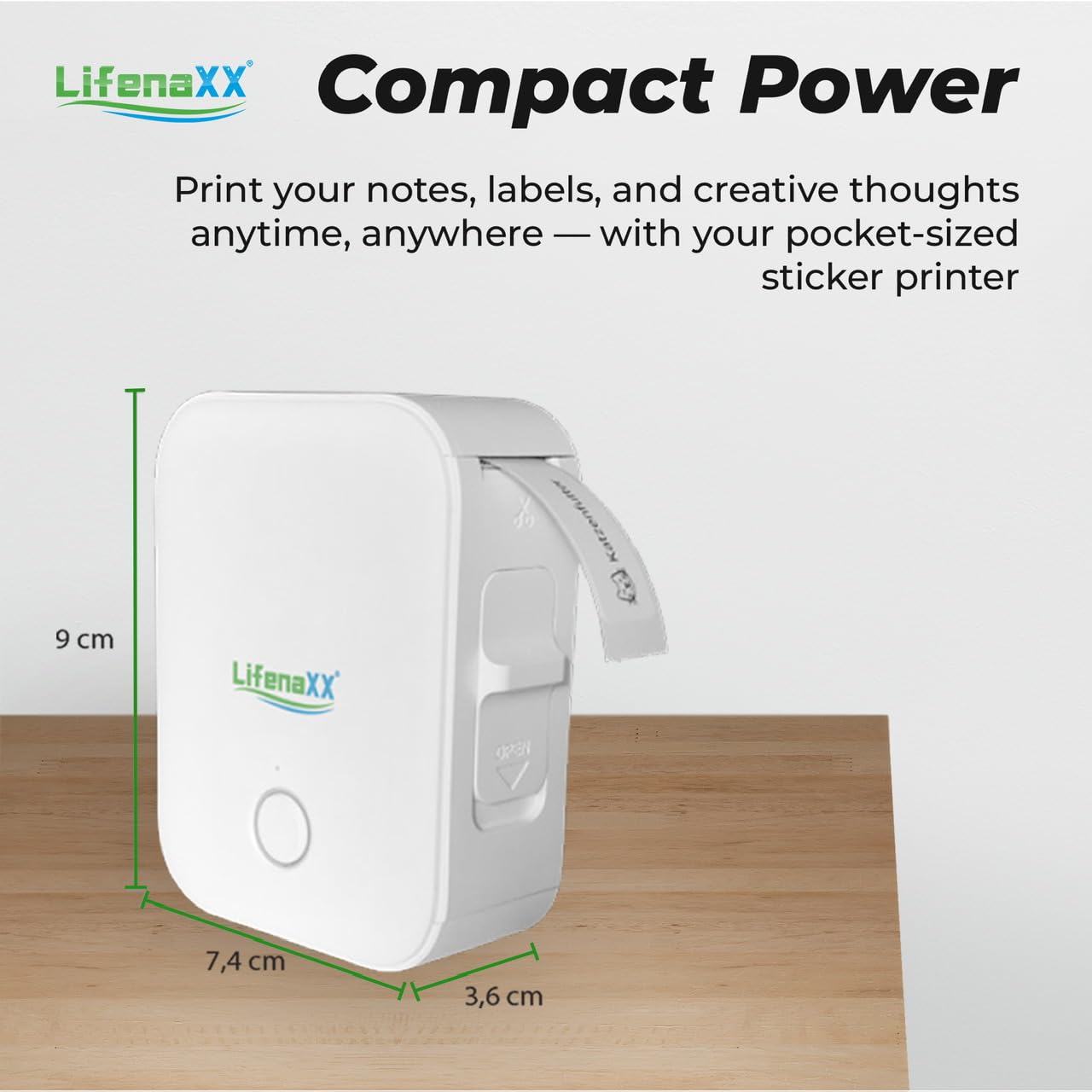 Lifenaxx 3 Rolls 15 X 35 Mm Thermal Printer Label Tapes 14 X 30 Mm (180 Labels/Roll), Self-Adhesive Labels For Mini Inkless Label Printers LX-048
