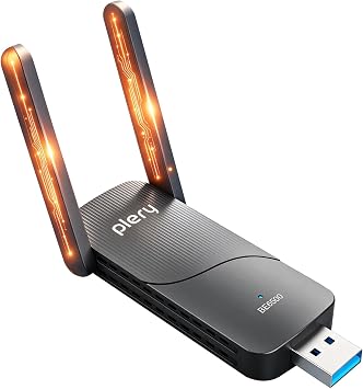 BE6500 WiFi 7 USB Adapter for PC,Long Range WiFi Dongle 6dBi Antennas