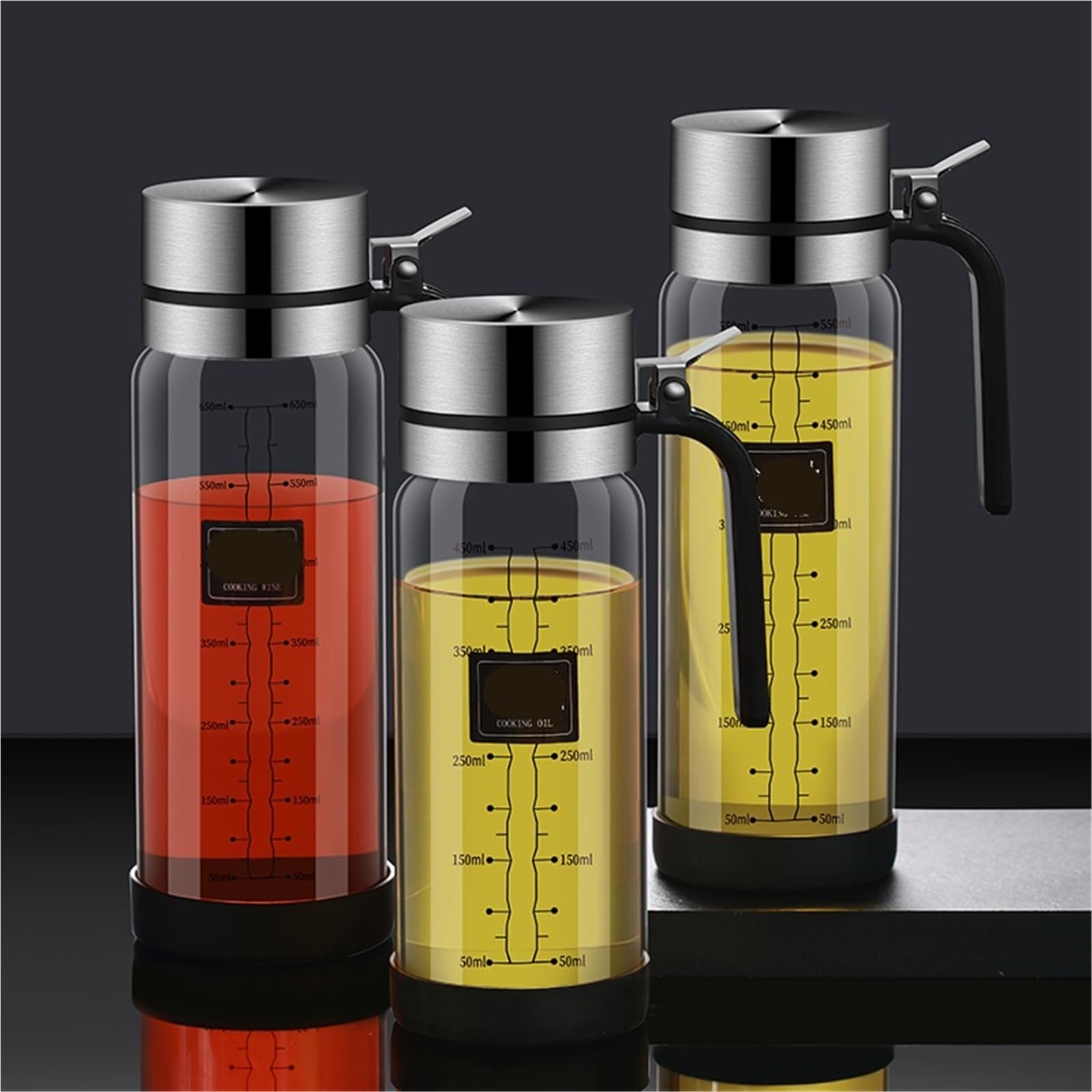 aceitera Recipiente de vidrio for aceite, tanque a prueba fugas, cocina, botellas salsa soja, vinagreras, herramienta for condimentar el hogar(450ML)