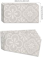 Vista 11 de Lukery Peel and Stick Tile Waterproof Backsplash for Kitchen Flower Tile Stickers Self-Adhesive Floor Tile PVC Wall Tile DIY Tile Decals, Grey