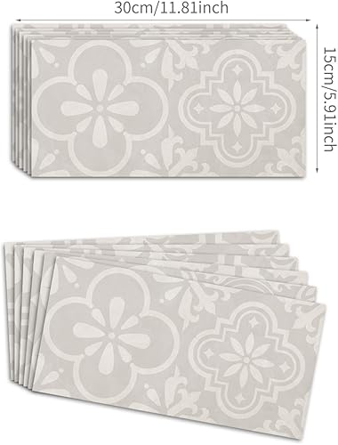 Miniatura 11 de Lukery Peel and Stick Tile Waterproof Backsplash for Kitchen Flower Tile Stickers Self-Adhesive Floor Tile PVC Wall Tile DIY Tile Decals, Grey